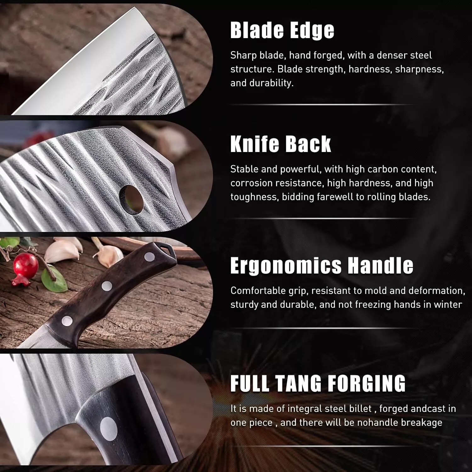 1PC Forged kitchen knife, hous - Wok Carbon Steel review and price