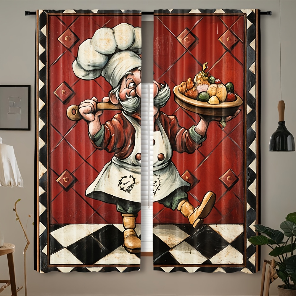 Novelty Chef Cartoon Curtains  - Home Cooking In French review and price