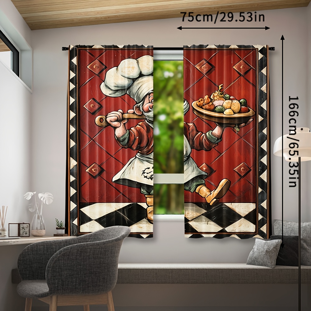 Novelty Chef Cartoon Curtains  - Home Cooking In French review and price