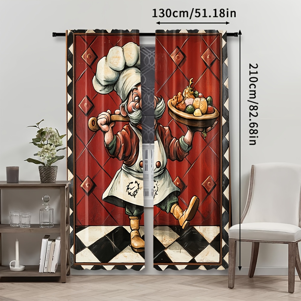 Novelty Chef Cartoon Curtains  - Home Cooking In French review and price