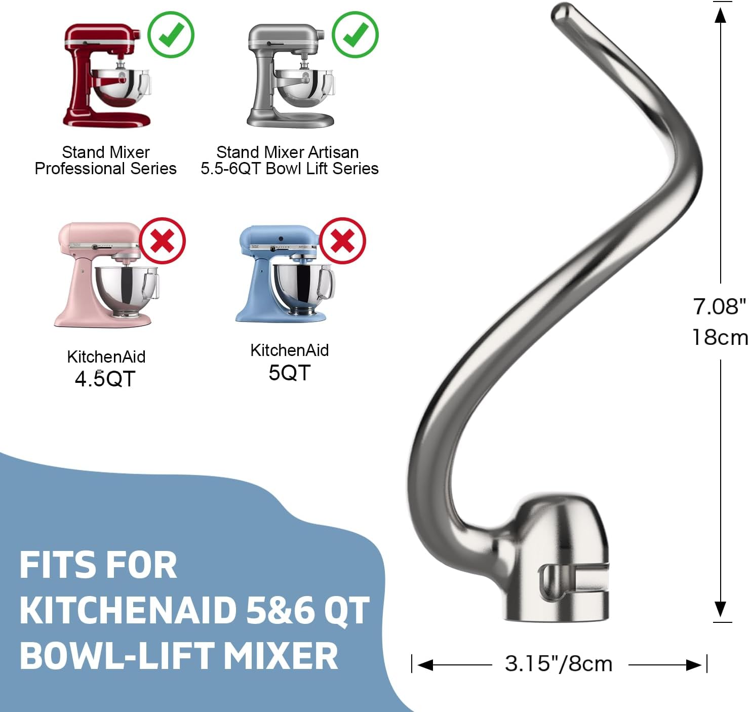 Stainless Steel Dough Hook for - Kitchenaid Mixer Pro 600 review and price