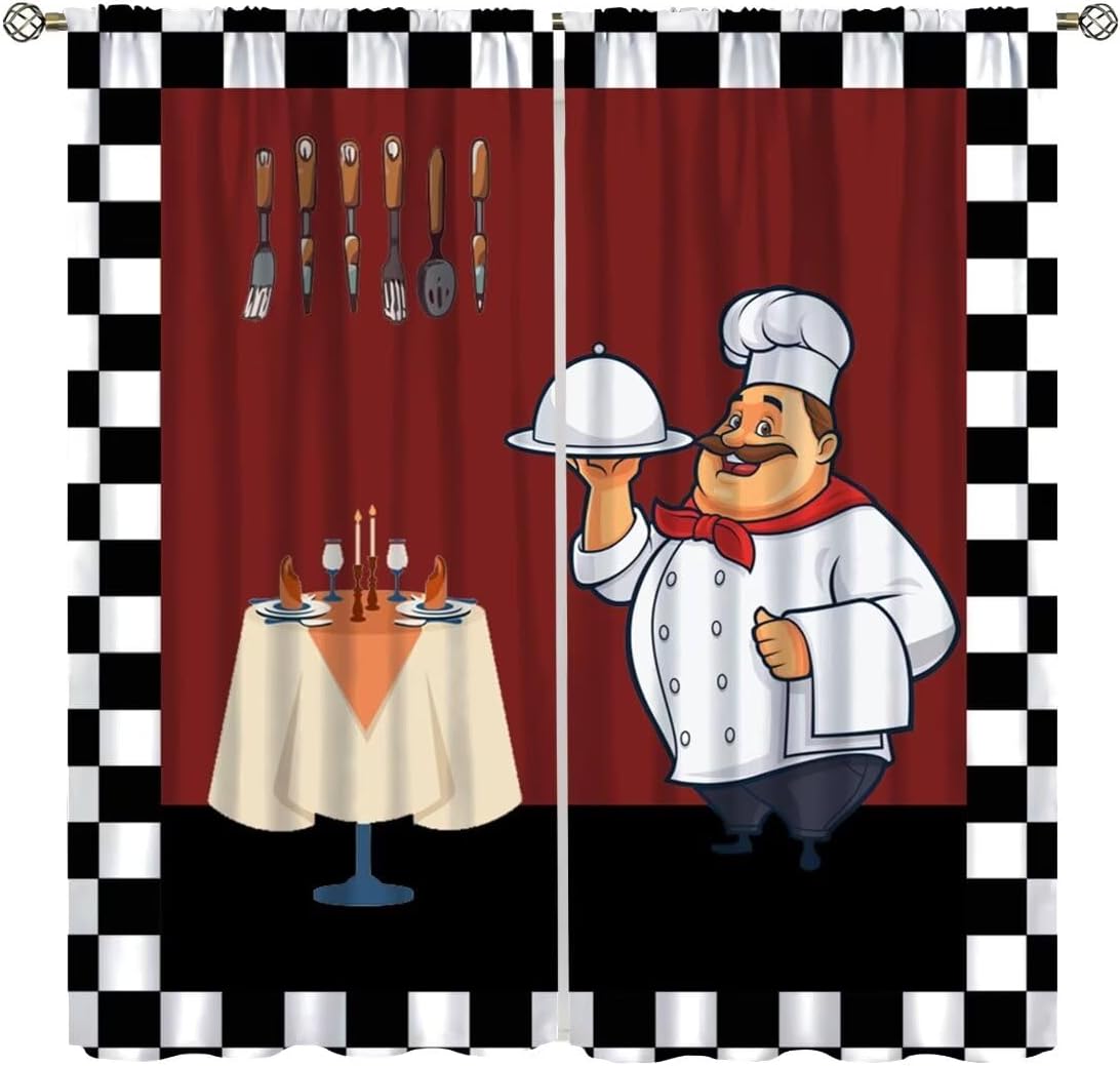 Fat Chef Kitchen Curtains ，Car - Home Cooking In French review and price