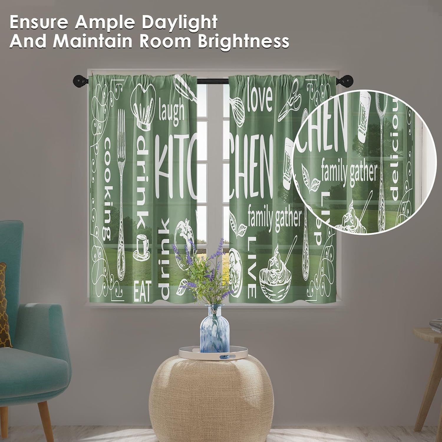 Aesthetic Kitchen Curtain Pair - Home Cooking In French review and price