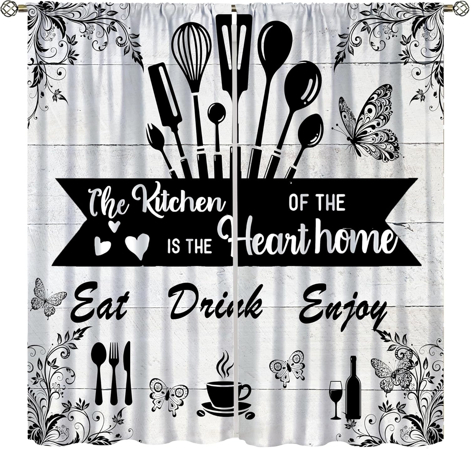 Farmhouse Rustic Curtains, Vin - Home Cooking In French review and price