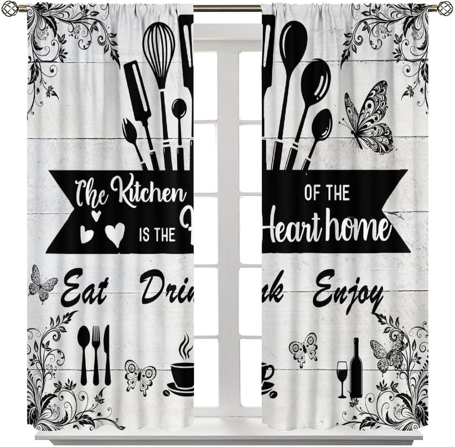 Farmhouse Rustic Curtains, Vin - Home Cooking In French review and price