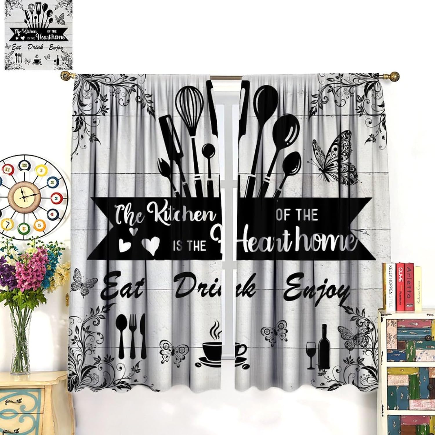 Farmhouse Rustic Curtains, Vin - Home Cooking In French review and price